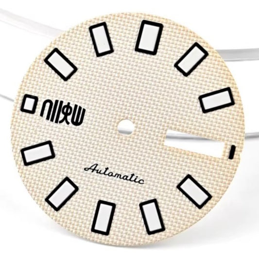 28.5mm Green Lume Light Yellow Woven Pattern Watch Dial Fit for NH36 Movement