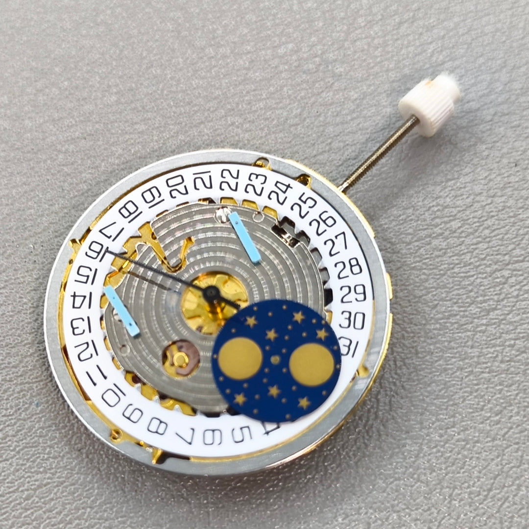 ISA 8171 Quartz Movement Golden With Moon Phase Multifunctional Date@3