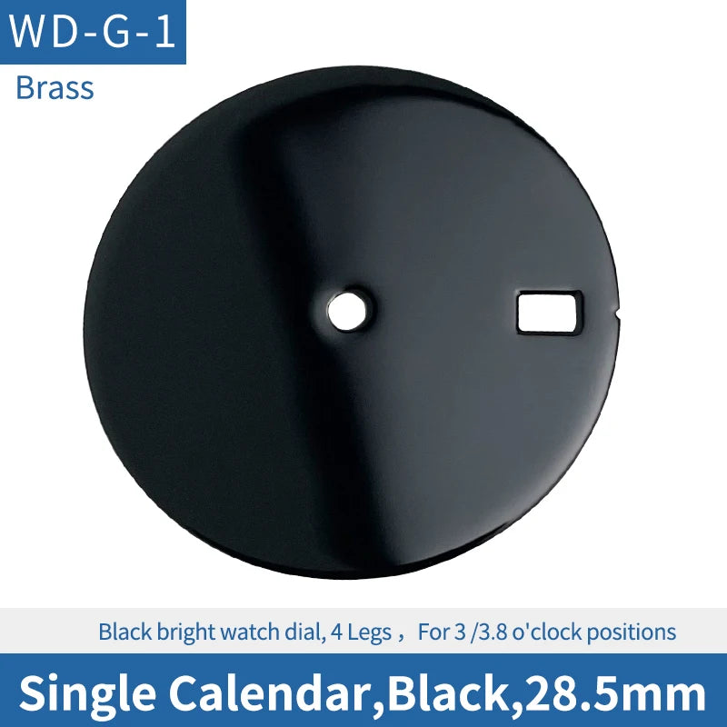 Single Calendar Polished Black 28.5mm Watch Dial Fit For Skx007 Skx009 Sprd NH35
