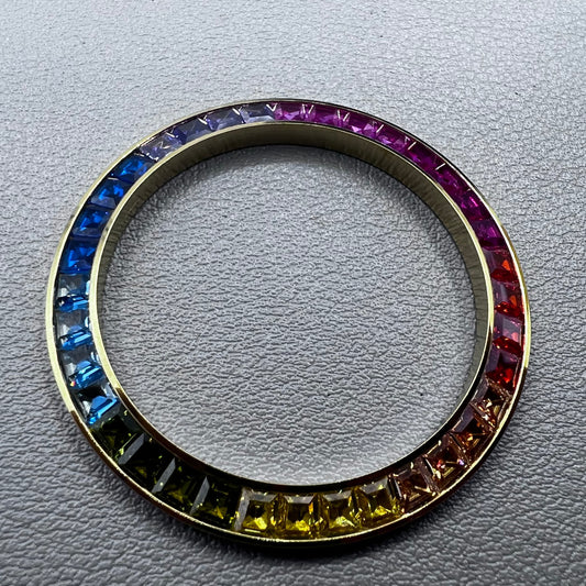 39mm Gold Trim Imitation Diamond Gemstone Watch Bezel for VK63 Movement