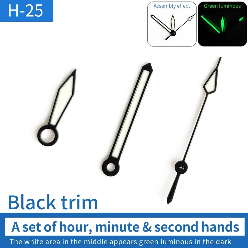 Black Trim Green Lume Watch Hands Fit For Skx007/009 NH35 7009 6309