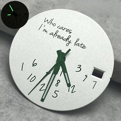 Modified 28.5mm DIY Watch Dial Fits NH35/NH36/4R/7S Who Cares Lt's Already Late