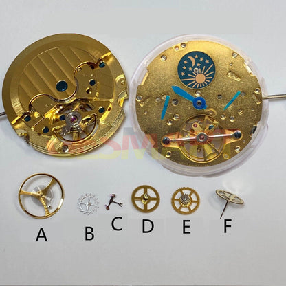 Complete balance wheel assembly for Chinese Shanghai watch movement, precision timekeeping component.
