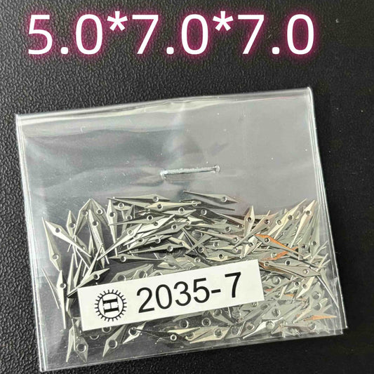 Lot de 100 aiguilles de montre en forme de flèche argentées sans luminescence de 7 mm pour Miyota 2035 2115 2305 PC21 