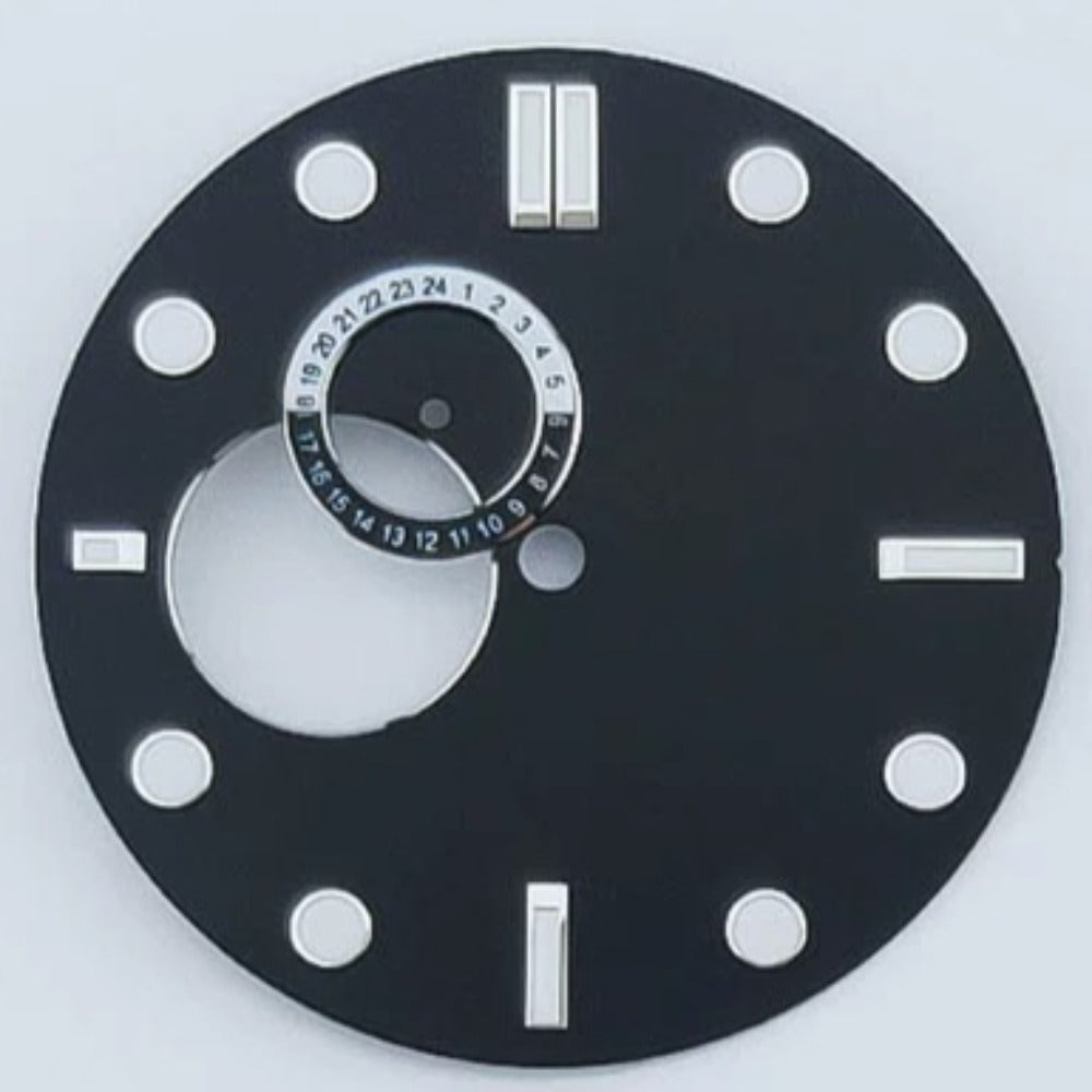 Solid Black 32mm Blue Green Lume Watch Dial For NH39 Movement