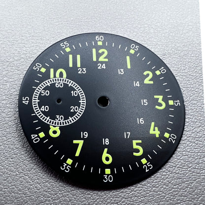 Green Lume No Logo Classic Black+Green 38.5mm Watch Dial For Eta 6497 St 3600