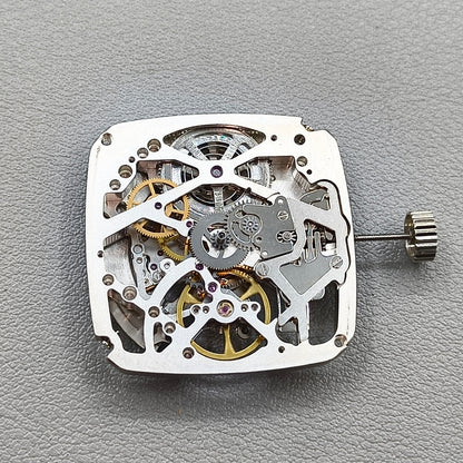 Silver Tianjin Seagull ST25 Square Automatic Mechanical Movement 3 Hands Hollow