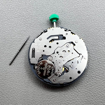 Japan Miyota OS10 quartz watch movement with date display at 3 o'clock, precision timekeeping accessory.