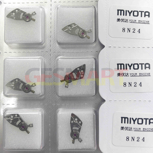 Silver splint for Miyota 8N24 balance wheel, genuine Japan-made, precision fit for watch repair.