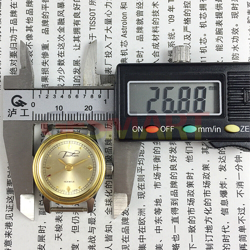 Liaocheng TAISHAN elegant 26mm lady watch with gold-tone accents and 19-jewel manual movement.