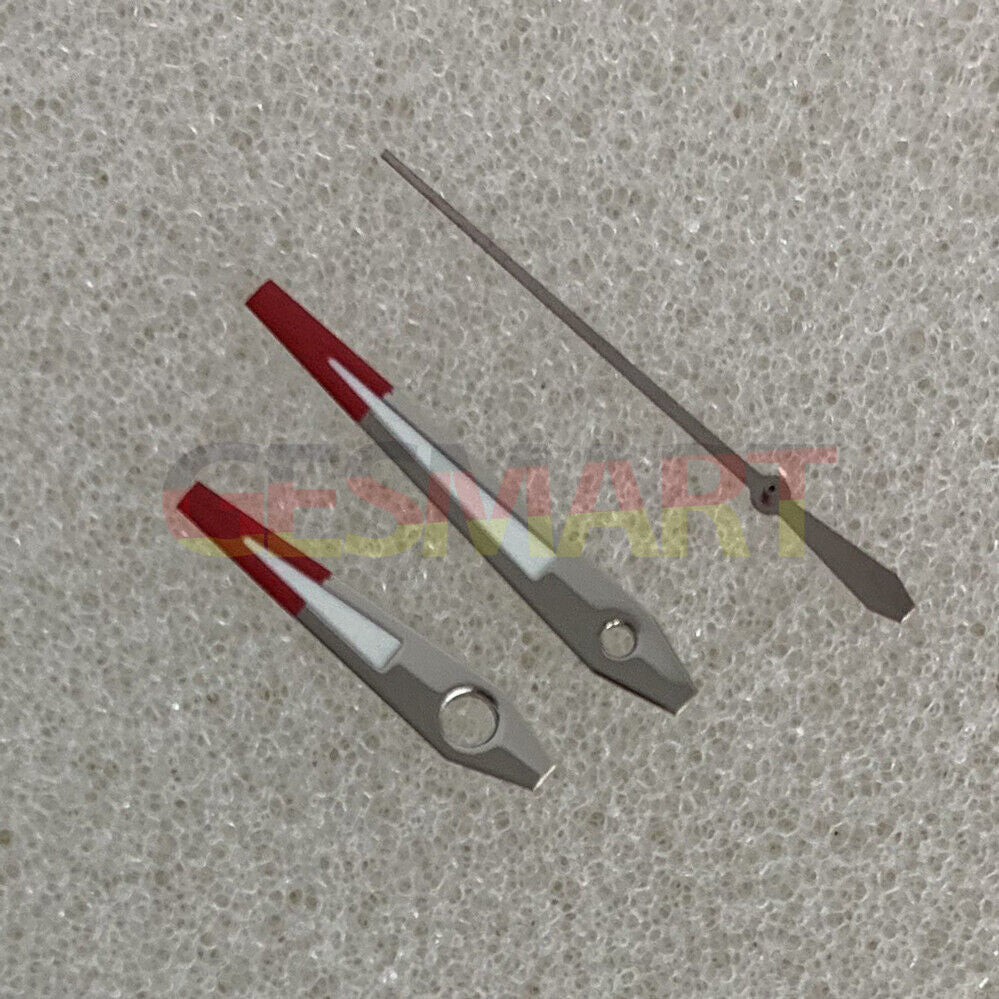 Red silver trim luminous watch hands for NH35/NH36/4R/7S movement, perfect for precise timekeeping.