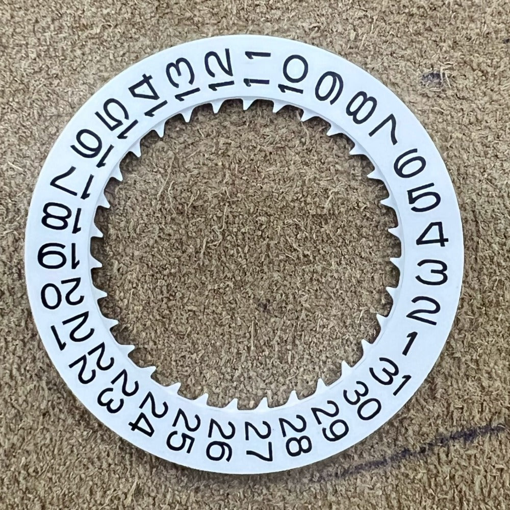 White date disk wheel for NH34 NH35 watch movement, date display positioned at 3 o'clock, Seiko compatible.