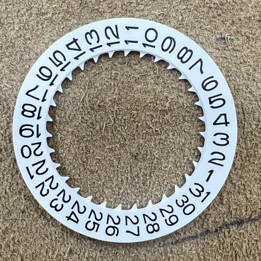 White date disk wheel for NH34 NH35 watch movement, date display positioned at 3 o'clock, Seiko compatible.