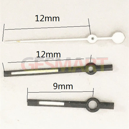 Aiguilles de montre noires et blanches de 12 mm pour mouvement à quartz Miyota 7T35