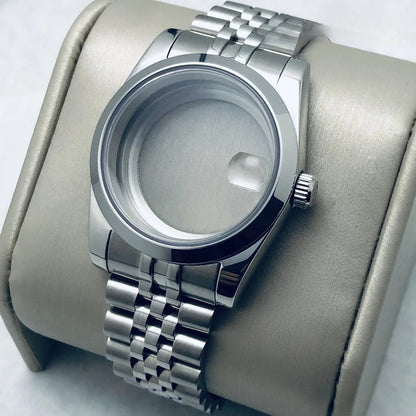 36/40mm Watch Case with Stainless Steel Sapphire Crystal for NH34 NH36 S Crown