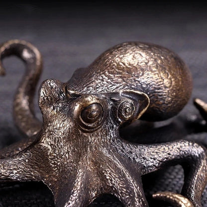 Solid copper vintage octopus trinket with hand-carved bronze detailing.