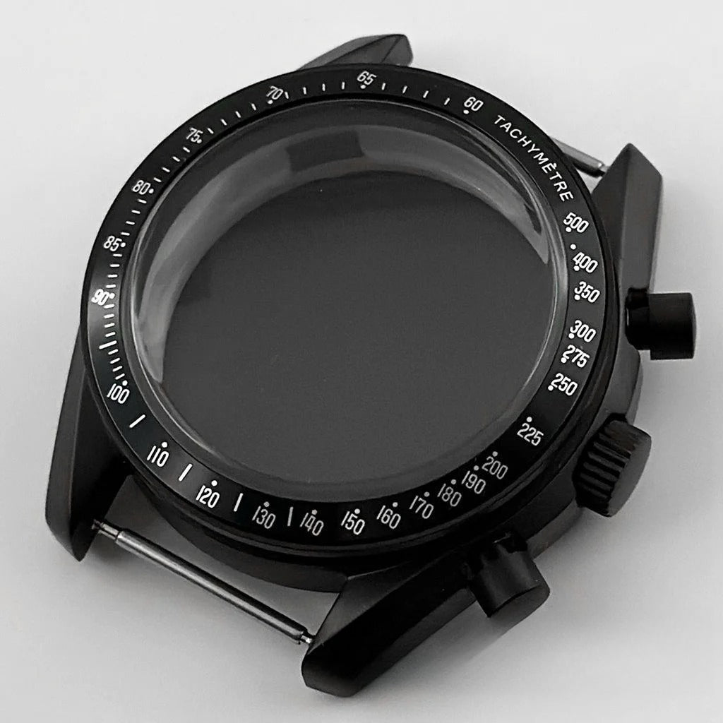 PVD Black 40mm Men's Watches Metal Watch Case For VK63 VK64 for 20mm Strap