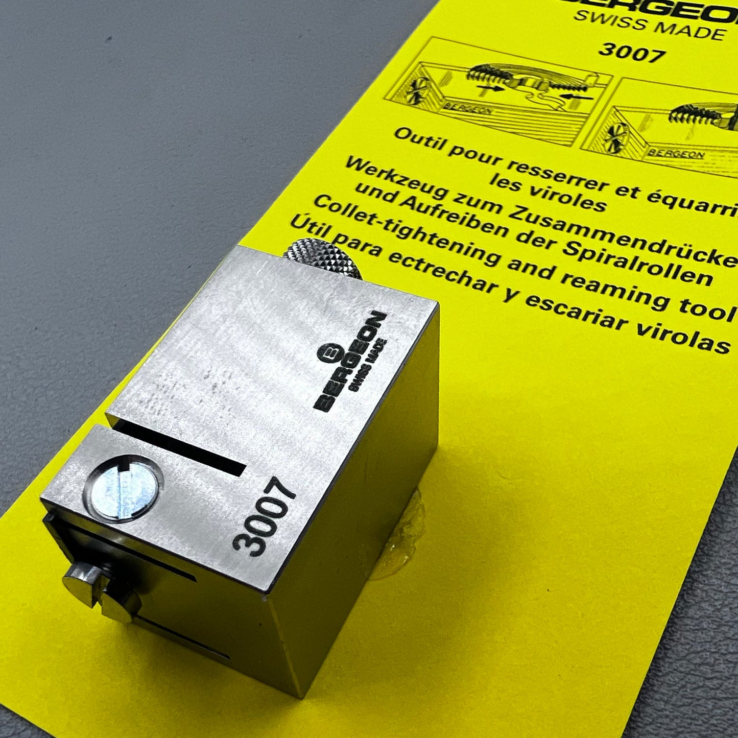 Swiss Bergeon 3007 collet tightening and reaming tool for precise watch accessory adjustments