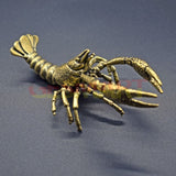 Solid Copper Lobster Trinket Vintage Hand Carved Bronze Model Figurines