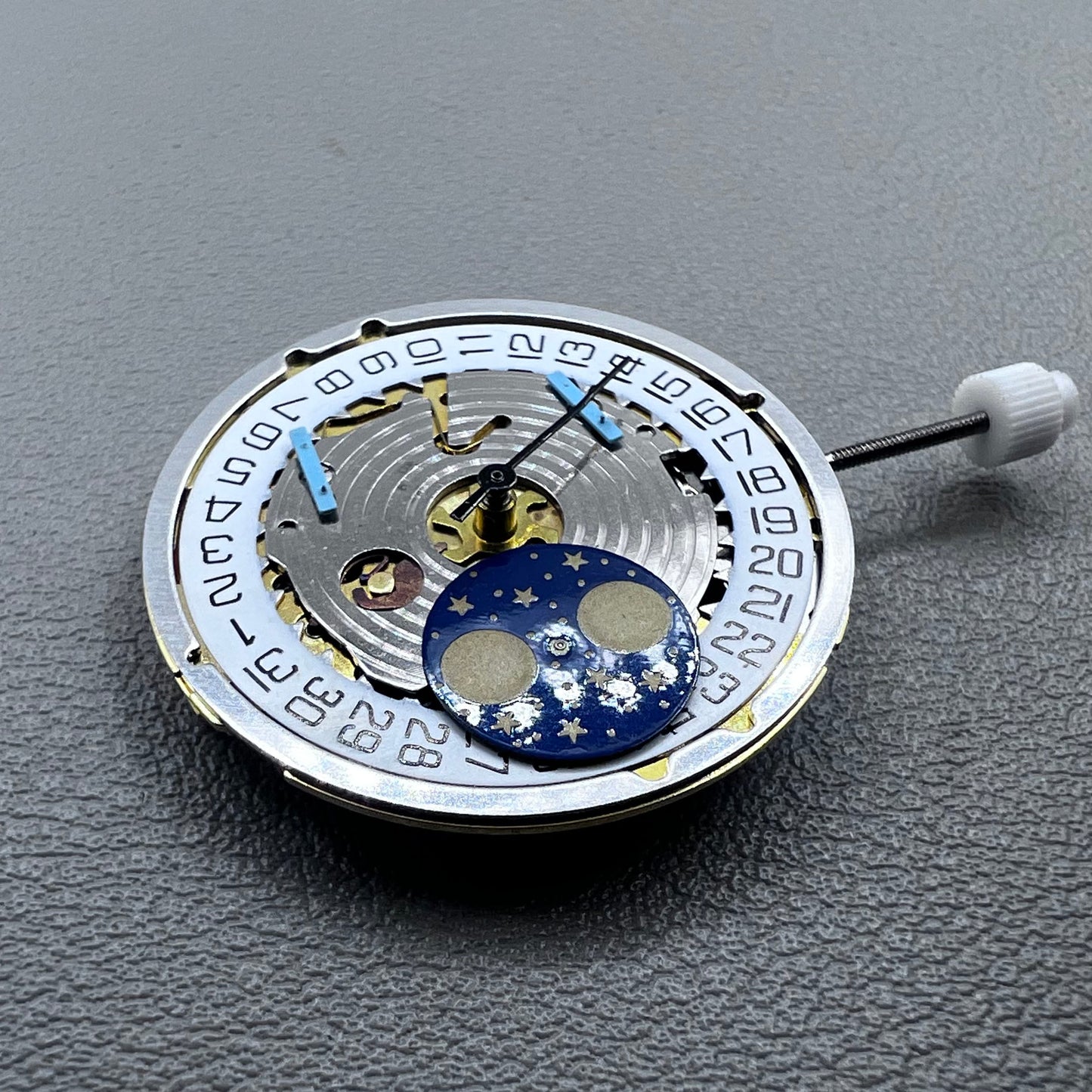 Swiss ISA 8171 Watch Quartz Movement Golden Plated Moonphase Date@3