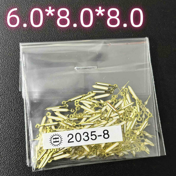 100sets 8mm Golden Trim Arrow Shape Watch Hands for Miyota 2035 2115 PC21