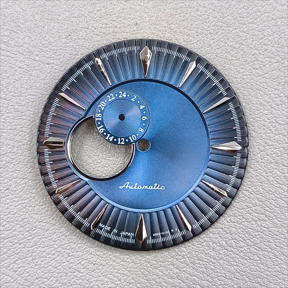 Modified 35mm Dark Blue Silver Nail Cocktail Diving Watch Dial for NH39 Movement