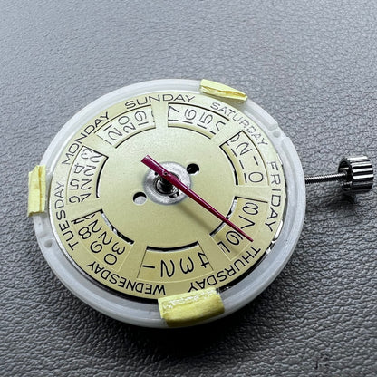 Tianjin Seagull T16 watch with golden dial, day-date display, automatic mechanical movement for classic style.