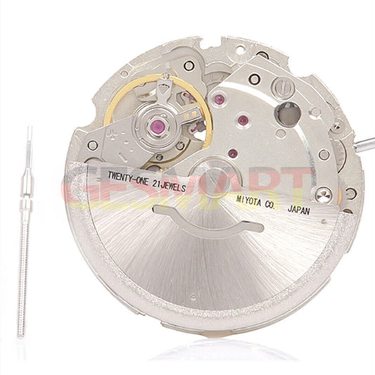 Genuine Silver Miyota Citizen 8200 automatic mechanical watch movement with day and date display.