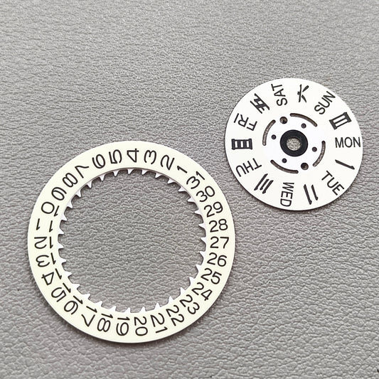 Green Lume White Date Disk Wheel Week Wheel for Seiko NH36 Movement Date@3.8