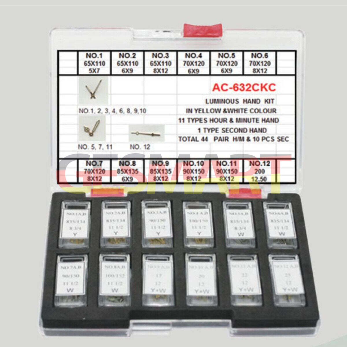 Golden and white luminous watch hands set for precise timekeeping by 44Sets