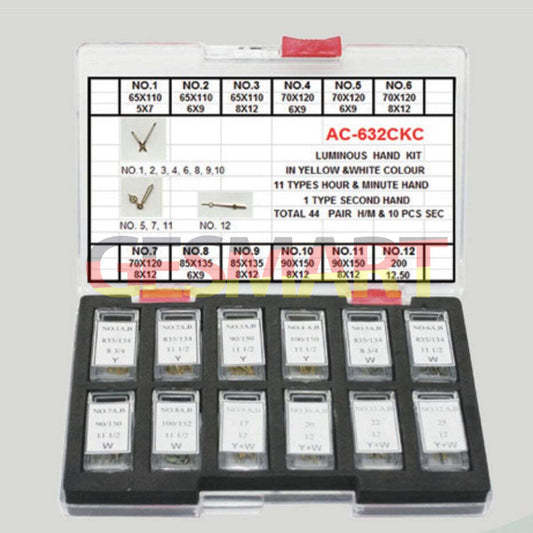 Golden and white luminous watch hands set for precise timekeeping by 44Sets