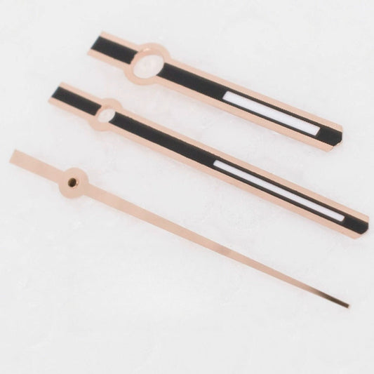 Rose Golden Trim Watch Hands M021, compatible with ETA2836, 2824, 2892A2 movements, stylish precision parts.