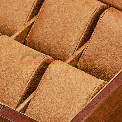 Wood watch box organizer, featuring 6 slots for stylish and secure watch storage and display.