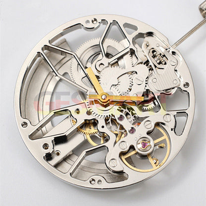 Dandong 8306 automatic watch with hollow silver dial, 2 hands, mechanical movement by China Made.
