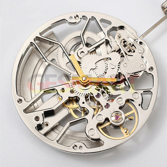 Dandong 8306 automatic watch with hollow silver dial, 2 hands, mechanical movement by China Made.