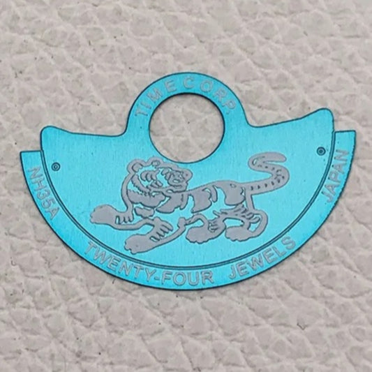 Light blue Tiger Rotor overlay fits NH35 NH36 7S26 4R35 watch movements, enhancing style.