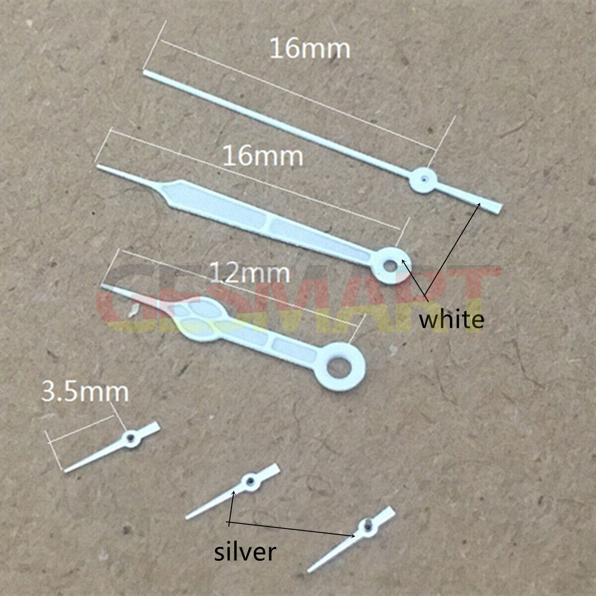 16mm white trim green luminous watch hands compatible with Miyota OS10, OS20, OS60, OS80 movements.