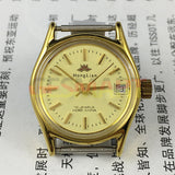 HONGLIAN Manual Mechanical Lady Watch Yellow Dial Round Case Single Calendar