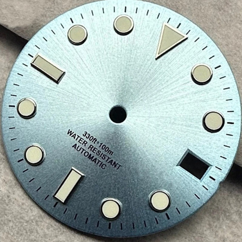 28.5Mm Light Blue Watch Dial For NH35 NH36 4R35 4R36 Movement Green Lume
