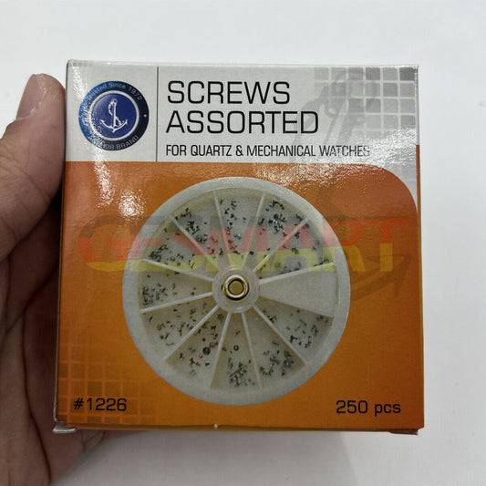 Stainless steel mini watch screws assortment with 250pcs for precise watch repairs, durable and corrosion-resistant.