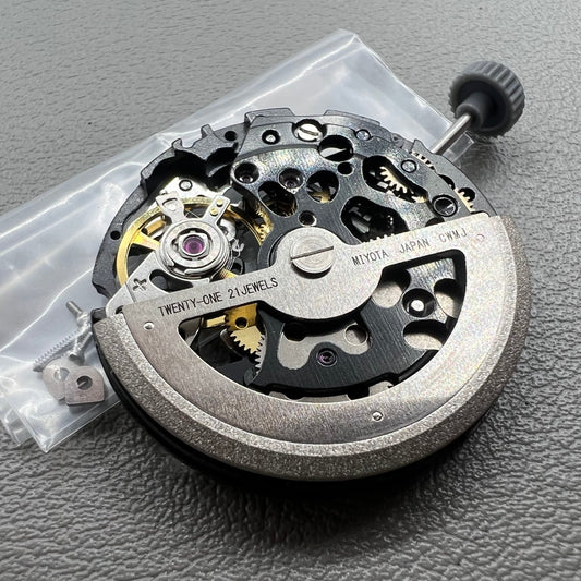 Echtes Miyota 8N24 Schwarzes Automatisches Skelettmechanisches Uhrwerk