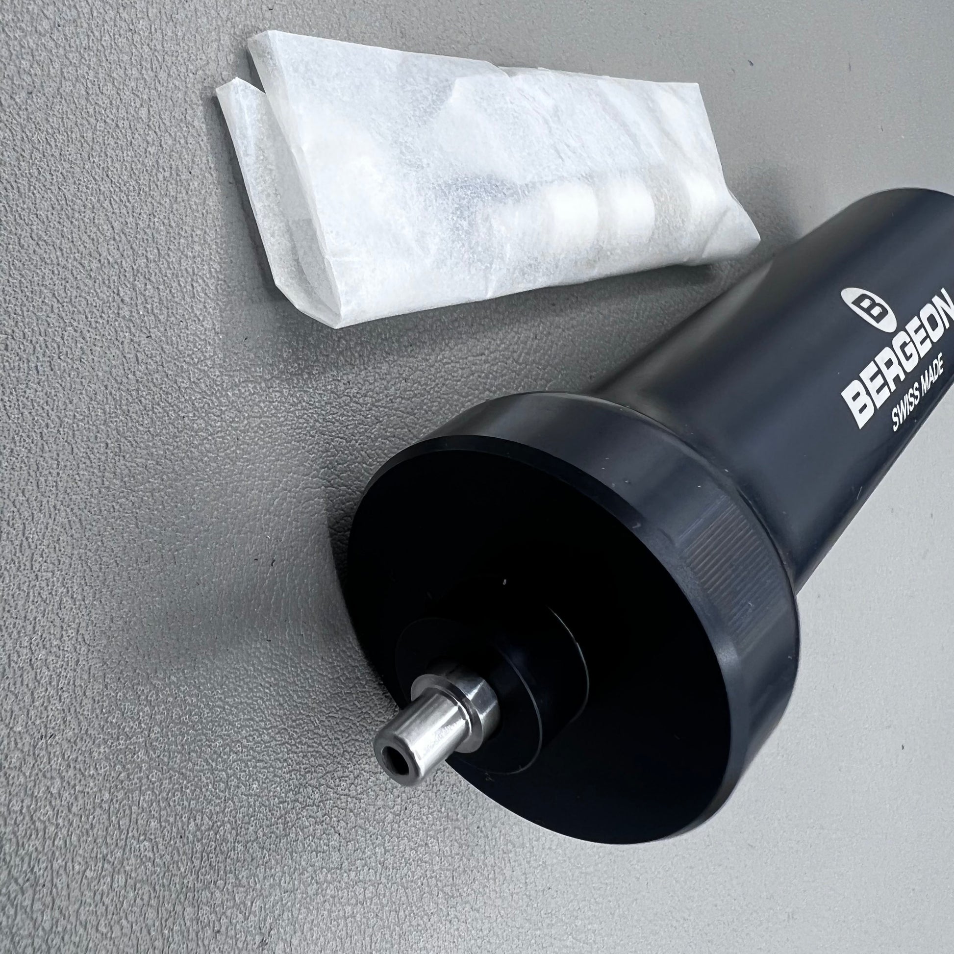 Swiss Bergeon 5011 watch case pump tool for safely removing glass on monobloc watch cases