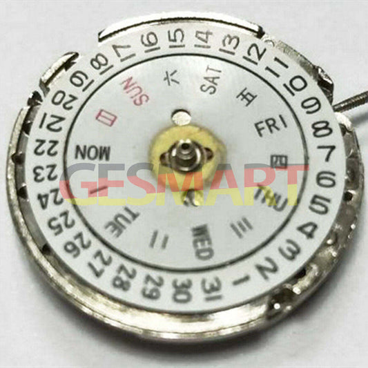 Seagull ST1632 automatic watch movement showing day and date calendar functions, China made.