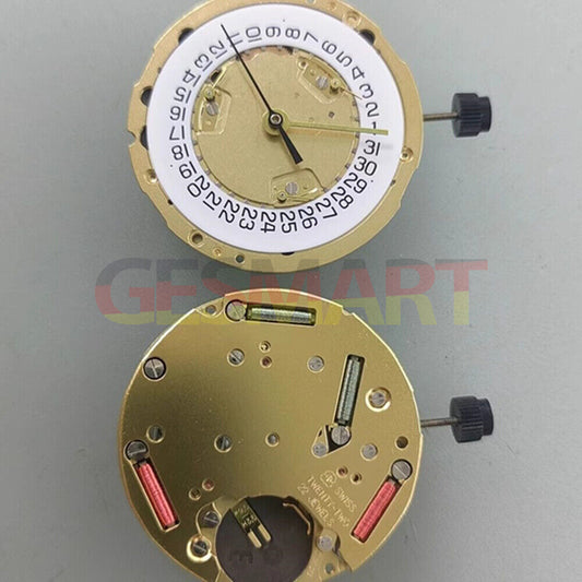 Montre <tc>ETA</tc> 251.272 Mouvement à quartz Fabrication suisse 3 aiguilles Date@4 Mouvement doré