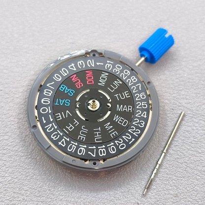 Black English Letter Seiko NH36 NH36A Mechanical Movement Week Crown@3.8