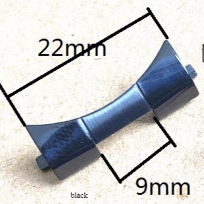 Steel 22x9mm Black Matte Curved End Links Spring Bars Bracelet Watch Band Strap#1137