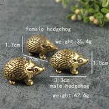 Solid Copper Cute Hedgehog Trinket Vintage Hand Carved Bronze Model Figurines