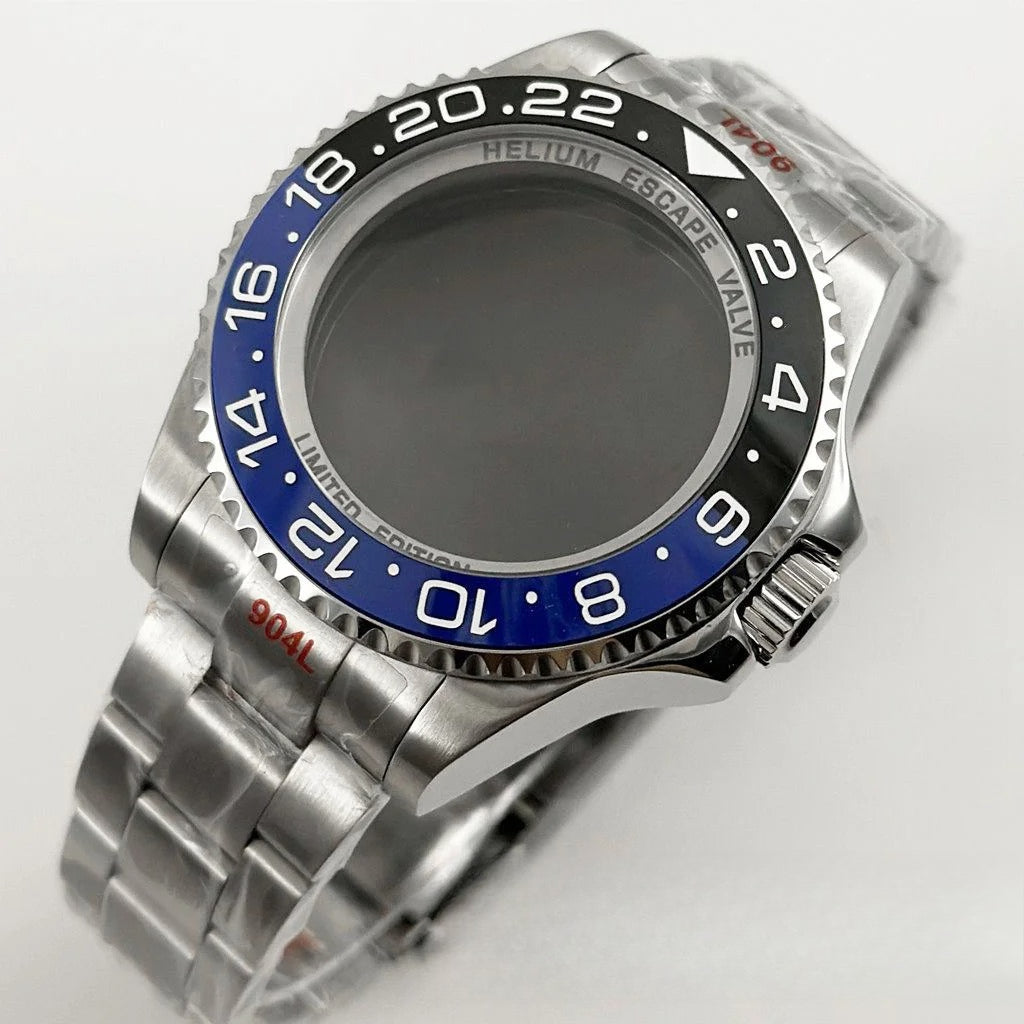 44mm Watch Case for Deep SEA Style for NH34 NH35 NH36 Rotating Bezel Solid Back