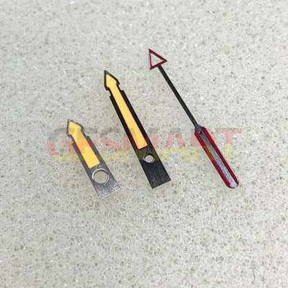 Yellow arrow-shaped luminous watch hands with black trim, compatible with NH35/NH36/4R/7S movements.