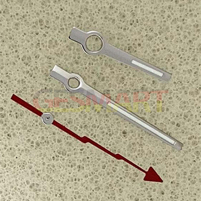 Green luminous watch hands with silver trim, precision fit for Miyota 8215/821A & Mingzhu 2813/3804 movements.